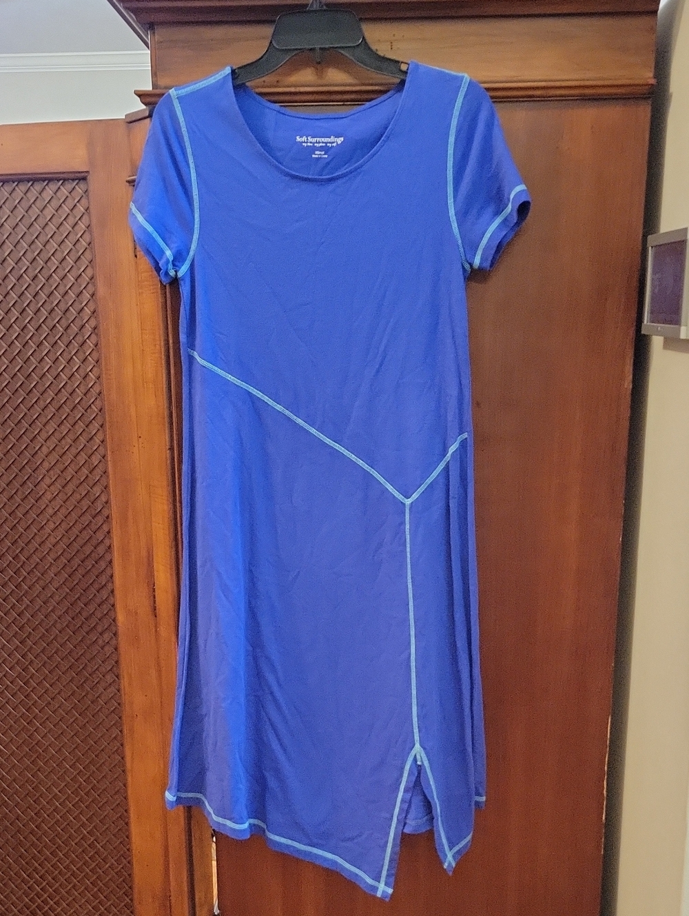 Soft Surroundings | Seam Easy Blue Cotton Blend Asymmetrical Midi Dress Size XS